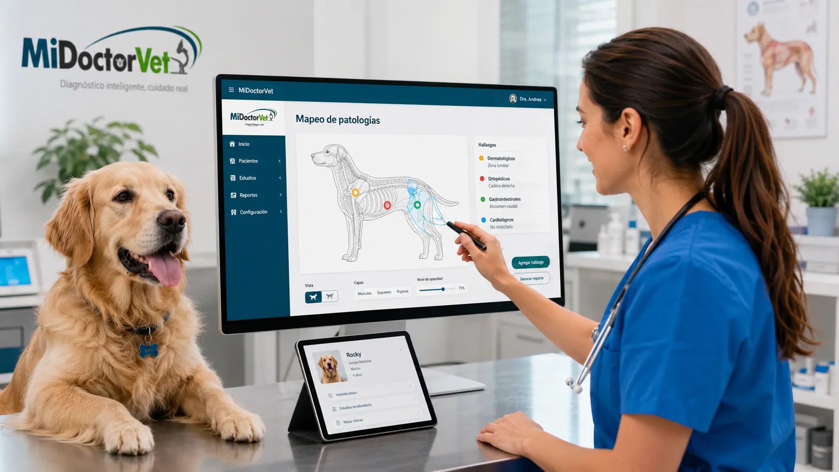 Mapeo de patologías de MiDoctorVet sobre el esquema anatómico del paciente